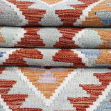 Rust & Beige Geometric Tribal Diamond Kilim Runner Design 290 × 79 cm - photo 3