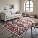 Rust & Cream Geometric Tribal Medallion Kilim Rug Design 290 × 200 cm - photo 2