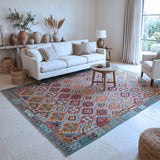 Teal & Rust Anatolian Design Afghan Kilim Geometric Diamond Rug 290 × 205 cm - photo 2