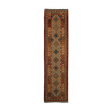 Rust & Cream Multicoloured Anatolian Design Afghan Kilim Geometric Runner 291 × 69 cm