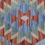 Rust & Sage Green Multicoloured Geometric Tribal Diamond Kilim Runner 292 × 80 cm - photo 4