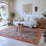 Rust & Muted Blue Multicoloured Geometric Tribal Diamond Kilim Rug 292 × 200 cm - photo 2