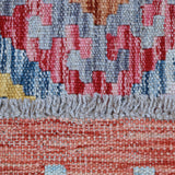 Rust & Muted Blue Multicoloured Geometric Tribal Diamond Kilim Rug 292 × 200 cm - photo 5