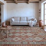 Cream & Terracotta Multicoloured Geometric Tribal Diamond Kilim Rug 296 × 198 cm - photo 2