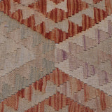 Cream & Terracotta Multicoloured Geometric Tribal Diamond Kilim Rug 296 × 198 cm - photo 4