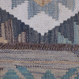 Taupe & Sage Green Multicoloured Geometric Tribal Diamond Kilim Rug Design 297 × 200 cm - photo 5