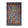 Charcoal Grey & Muted Blue Multicoloured Geometric Tribal Diamond Kilim Rug Design 298 × 204 cm