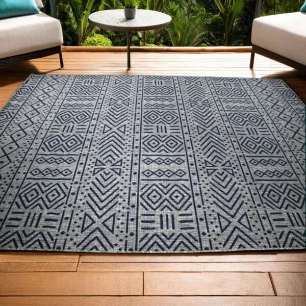 NAVY TRIBAL DESIGN OUTDOOR RUGS - Image 3