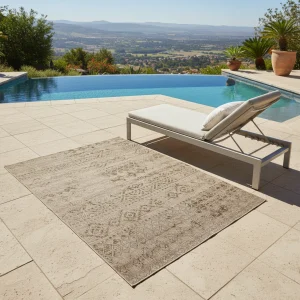 BROWN & BEIGE OUTDOOR RUG<Br> 100cm x 150cm