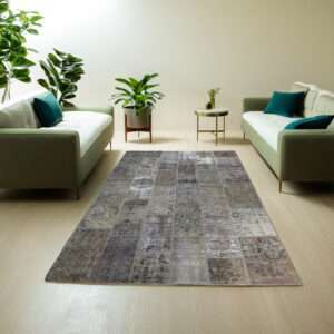Heriz Gallery <Br>NEUTRAL HAND-KNOTTED MODERN PATCHWORK COLLAGE RUG <Br> 300cm x 202cm