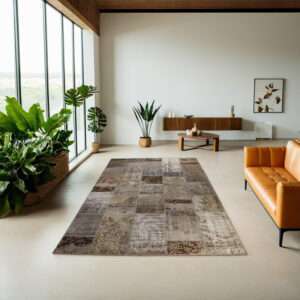 Heriz Gallery <Br>NEUTRAL HAND-KNOTTED MODERN PATCHWORK COLLAGE RUG <Br> 297cm x 200cm