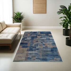 Heriz Gallery <Br>BLUE PART SILK MODERN RUG<Br>230cm x 150cm
