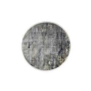 Round Abstract Grey & Gold Modern Rug – Distressed Soho Design 160cm x 160cm