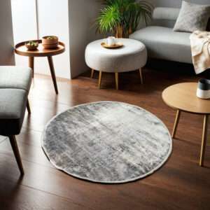Grey Modern Round Rug, 200cm x 200cm
