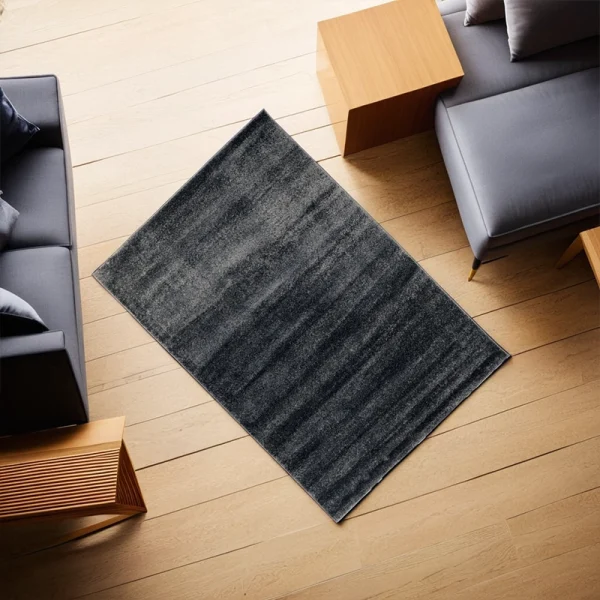 Heriz Gallery <Br>MODERN PLUSH PILE RUGS IN ANTHRACITE GREY <BR> PIANURA COLLECTION - Image 4