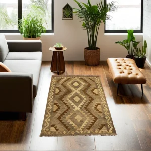 Heriz Gallery <Br>NATURAL KILIM RUG<Br> AFGHAN COLLECTION <Br> 144cm x 96cm