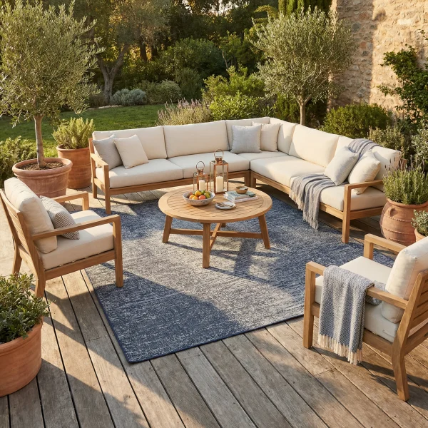 Heriz Gallery <Br>NAVY MINIMILISTIC DESIGN OUTDOOR RUGS <Br> 305cm x 240cm - Image 3
