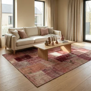 Heriz Gallery <Br> MODERN DUSTY ROSE PINK ANATOLIAN COLLAGE RUG <Br> 245cm x 165cm